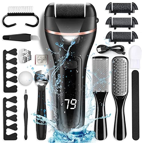 Electric Callus Remover for Feet, Rechargeable Portable Electronic Foot File Pedicure Kit, Waterproof Foot Scrubber File, Professional Pedicure Tools, Foot Care for Dead Skin Ideal Gift, 3 Rollers - Image 1