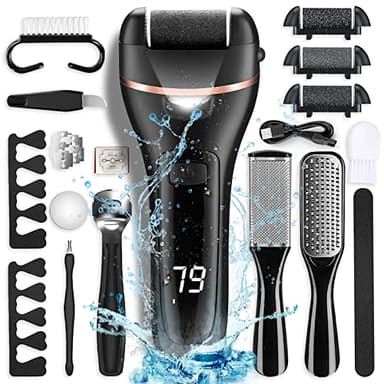 Electric Callus Remover for Feet, Rechargeable Portable Electronic Foot File Pedicure Kit, Waterproof Foot Scrubber File, Professional Pedicure Tools, Foot Care for Dead Skin Ideal Gift, 3 Rollers - Image 1