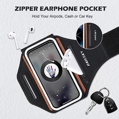 Phone Armband for Running 3D Design Cell Phone Armband with Zipper Pocket for Earbuds Car Keys, Water Resistant Sport Arm Band for iPhone 14 13 12 11 Pro Galaxy S20 S30 Fit Up to 6.9'' with Phone Case - Image 2