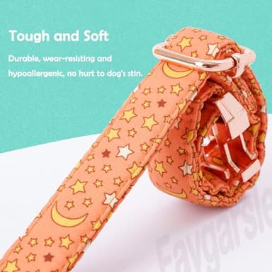 Faygarsle Orange Stars Moon Pattern Dog Collar for Small Medium Large Dogs Cute Puppy Collars for Female Dogs for Summer Spring Wedding Necklace Girl Dog Collar M - Image 5
