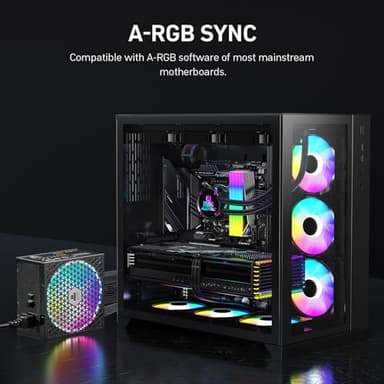 Auotac 1000W Fully Modular Power Supply 80+ Gold Certified with 12V-2x6 Cable – ATX 3.1 & PCIe 5.1 Compliant, 140mm RGB Low-Noise Smart Fan, 105℃-Rated Capacitors, Black - Image 8