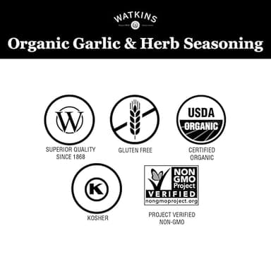 Watkins Organic Grilling Garlic & Herb Seasoning, Non-GMO, Kosher, 2.9 Oz, 1-Pack - Image 5