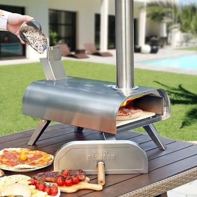 BIG HORN OUTDOORS Pizza Ovens Wood Pellet 12” Pizza Oven Cooking Pizza Maker Portable Stainless Steel Pizza Grill, Silver Portable Party use - Image 4