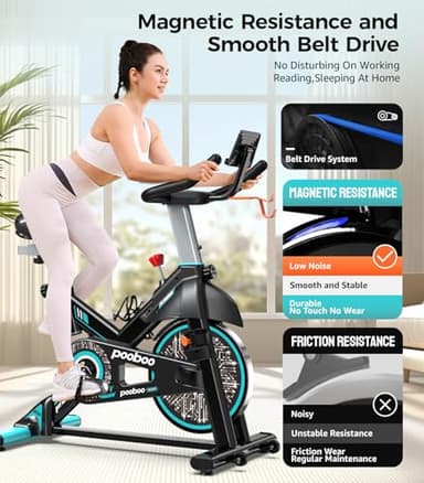 Exercise Bike Adjustable Resistance Cardio Workout Indoor Fitness Bike w/LCD Monitor Adjustable Seat Straps Foot Pads Home Office Fitness Training Workout - Image 3