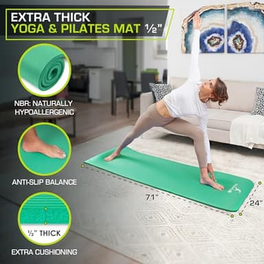 ProsourceFit Extra Thick Yoga and Pilates Mat ½” (13mm), 71-inch Long High Density Exercise Mat with Comfort Foam and Carrying Strap - Image 2