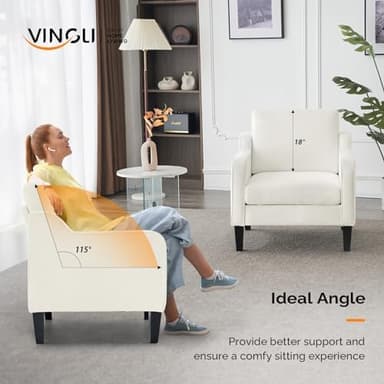 VINGLI Mid Century Modern Accent Chairs Set of 2, Comfy Armchair Chenille Sofa Upholstered Side Reading Chair for Living Room, Bedroom, Play Room, Apartment, Office - Image 5