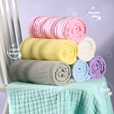 MUKIN Baby Bath Towels, Super Soft Cotton Receiving Blanket for Baby's Delicate Skin,2Pack Swaddle Blanket for Newborns Toddlers Boy Girl,Baby Registry as Shower (White+White) - Image 7