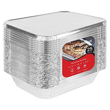 Foil Pans with Lids - 9x13 Aluminum Pans with Covers - 25 Foil Pans and 25 Foil Lids - Disposable Food Containers Great for Baking, Cooking, Heating, Storing, Prepping Food Silver - Image 1
