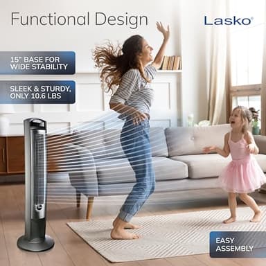 Lasko Oscillating Tower Fan with Remote, Quiet Floor Fans for Bedroom, 42", Silver T42951 - Image 4