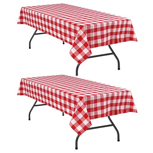 Hiasan Red and White Buffalo Plaid Tablecloth Waterproof, 2 Pack, 60 x 84 inch - Checkered Table Cloth Rectangle for Kitchen/Outdoor Picnic/Dining Room/Spring Party - Image 1