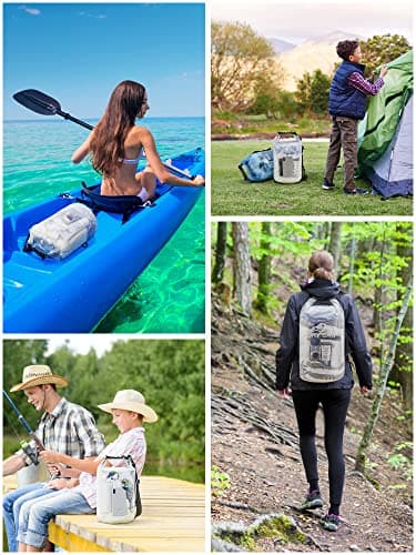HEETA Dry Bag Waterproof for Women Men, Roll Top Lightweight Dry Storage Bag Backpack with Phone Case for Travel Swimming Boating Kayaking Paddle Board Camping Beach Accessories (White, 20L) - Image 6