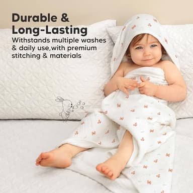 KeaBabies Muslin Baby Bath Towels with Hood for Girls, Boys - Large Organic Cotton Hooded Baby Towels for Newborns, Toddlers, Infant, Kids, Soft Absorbent Newborn Bath Essentials Gift Set (Monarch) - Image 7