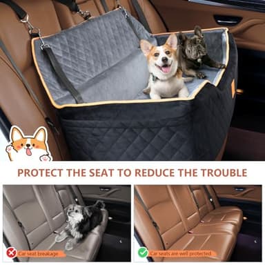 XIEEAOZEE Dog Car Bed Booster, Comfortable Travel Seat for Large/Medium Dogs, Fully Detachable & Washable with Thick Cushion (Black&Gray) - Image 6