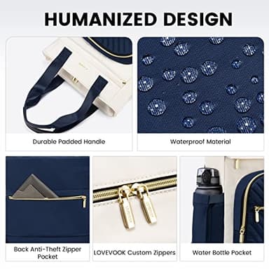 LOVEVOOK Laptop Backpack for Women, 17.3 Inch Work Business Laptop Bag, Wide Top Open Teacher Nurse Bag with USB Port, Waterproof Computer Backpack Purse for travel - Image 4