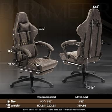 Dowinx Gaming Chair Big and Tall, Ergonomic Computer Chair with Footrest and Massage Lumbar Support, High Back Comfortable Gamer Chair for Adults 350Lbs PU Leather for Office Game, Brown - Image 3