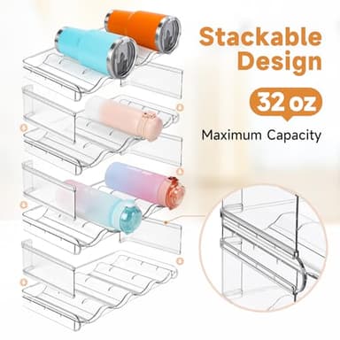 spospo Stackable Water Bottle Organizer, Large Compartment Water Bottle Holder, 4 Tier Clear Water Bottle Organizer for Cabinet, Bottle Rack for Kitchen Organization and Storage - Hold 16 Bottles - Image 3