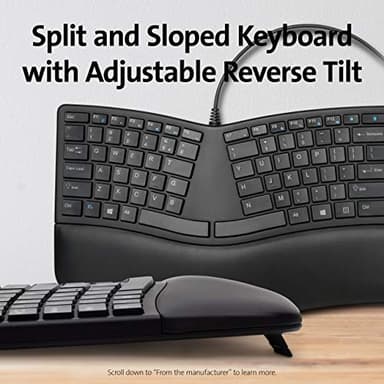 Kensington Pro Fit Ergonomic Wired Keyboard- Black (K75400US) - Image 2