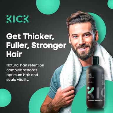 Kick Mens Shampoo - Peppermint & Tea Tree for Oil Control - Sulfate-Free, Refreshing Formula - Anti-Dandruff and Scalp Soothing - Shampoo for Oily Hair - Cruelty-Free - 16.6oz - Image 2
