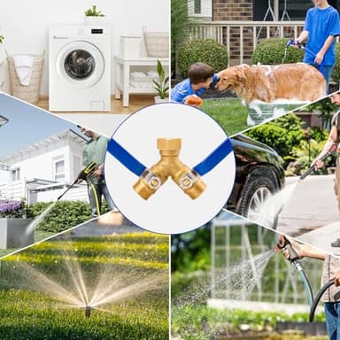 Feeloco Hose Splitter 2 Way,Heavy Duty Brass Garden Hose Splitter with Stainless Steel Long Handle,High Flow Water Spigot Adapter Y Valves,Solid Hose Bib Connector 3/4", Outdoor Faucet Splitter - Image 9