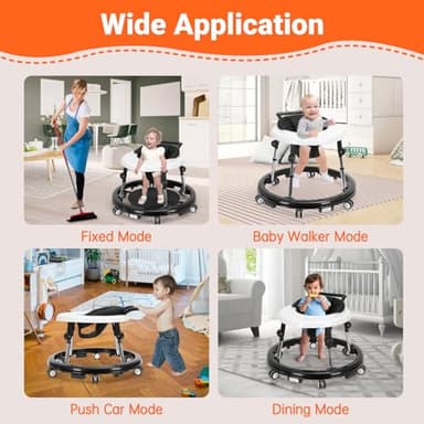 TreeCute Baby Walker Foldable with 9 Adjustable Heights, Baby Walker with Wheels Portable, Infant Toddler Walker for Baby Boy Girls 6-18 Months - Image 8