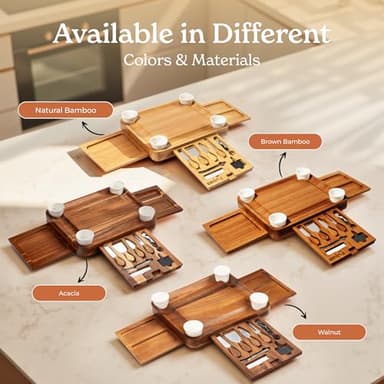 SMIRLY Charcuterie Boards Set - Large Bamboo Cheese Board Set - House Warming Gifts New Home, Wedding Gift for Couple, Bridal Shower Gift, Birthday Gifts for Women - Image 8