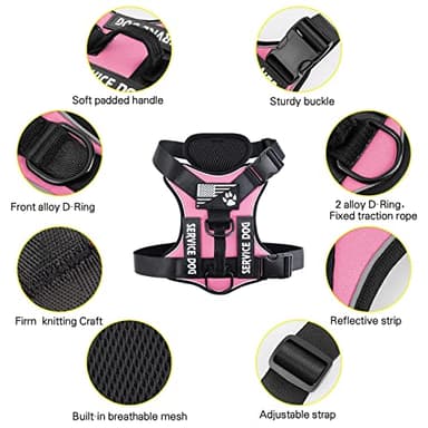 Demigreat Service Dog Harness, Reflective Dog Vest Harness with 5 PCS Patches, Adjustable Soft Oxford Pet Harness, Inner Layer Mesh, Easy to Control for Dogs - Image 2