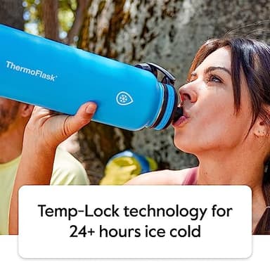 ThermoFlask Bottle with Spout Lid - Stainless Steel Water Bottles with Double-Wall Insulation & BPA-Free Spout Lids - Leak-Proof Reusable Bottles & Lids - 40 oz, Gray Pine (2 Pack) - Image 3