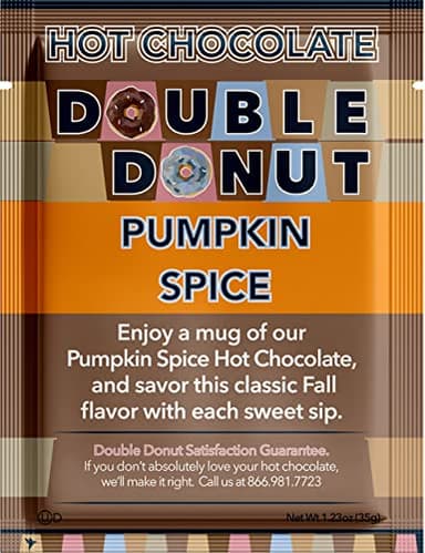 Double Donut Pumpkin Spice Hot Chocolate Mix Packets, Flavored Pumpkin Spice Hot Cocoa Mix, 18 Count - Image 1