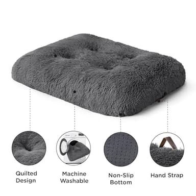 Bedsure Washable Extra Large Dog Bed for Crate, Faux Fur Dog Crate Pad for Large Breed, Plush Soft Comfort Dogs Sleeping Mat, Anti-Slip Pet Kennel Pad, 41" x 29", Dark Grey - Image 5