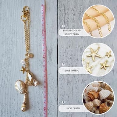 Sea Shells Car Decor,Cute Coastal Hanging Charm for Rear View Mirror, Boho Beach Themed Car Accessories,Hand-Made Starfish Conchas Aesthetic Ornament Pendant for Women - Image 3