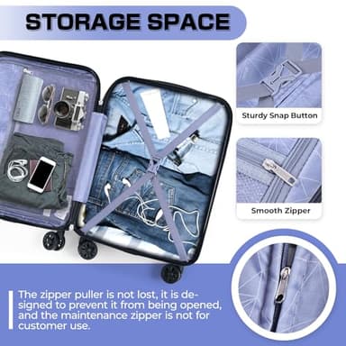 AnyZip Carry On Luggage 2PCS Luggage Set PC ABS Hardshell Lightweight Suitcase TSA Lock with 4 Spinner Wheels(14/20, Light Blue) - Image 4