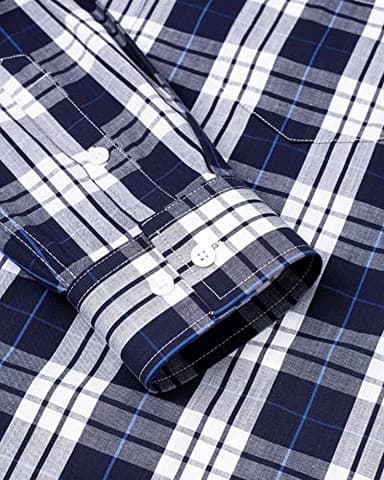 Alimens & Gentle Men's Plaid Button Down Shirts Cotton Long Sleeve Dress Shirts Regular Fit Gingham Shirts - Image 5