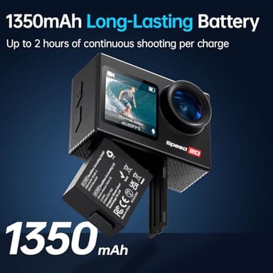 Action Camera 4K 60FPS with Touch Screen 20MP Waterproof Camera Underwater 131FT with EIS for Snorkeling Helmet Bike 170° Wide Angle Remote WiFi 5XZoom - Image 7