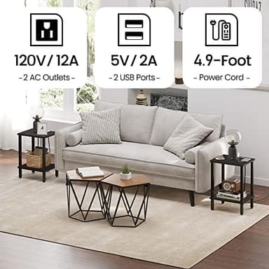TUTOTAK End Table with Charging Station, Set of 2, Side Table with USB Ports and Outlets, Nightstand, 2-Tier Storage Shelf, Sofa Table for Small Space, Living Room, Bed Room TB01BK041 - Image 8