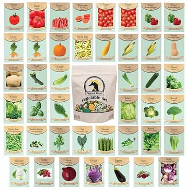 Set of 43 Assorted Vegetable & Herb Seed Packets - Over 10,000 Seeds! - Includes Mylar Storage Bag - Deluxe Garden Heirloom Seeds - 100% Non-GMO - Image 1