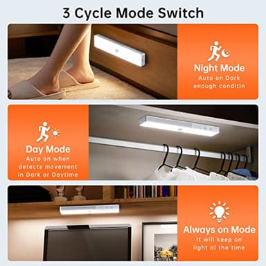 LED Closet Light with Charging Station, 6 Pcs 30LEDs 8'' Dimmer Rechargeable Motion Sensor Under Cabinet Lighting with Remote Control, Wireless Stick-Anywhere Night Light for Wardrobe,Kitchen - Image 5