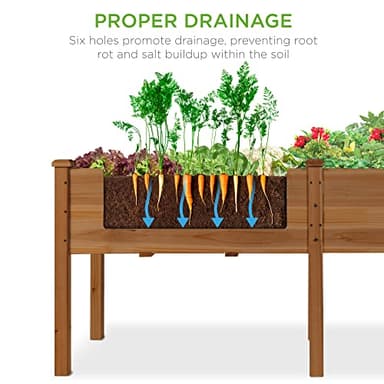 Best Choice Products 72x24x30in Raised Garden Bed, Elevated Wood Planter Box Stand for Backyard, Patio, Balcony w/Divider Panel, 6 Legs, 300lb Capacity - Acorn Brown - Image 3
