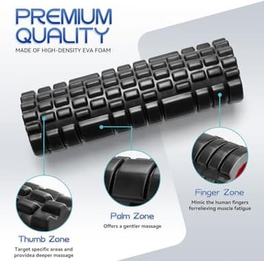 Foam Roller High Density Foam Roller Set for Deep Tissue Muscle Massage, 18" Trigger Point Fitness Exercise Massage Roller, Self-Myofascial Release for Whole Body (Black-18(2 in 1 - Image 4