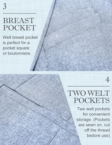 COOFANDY Mens Blazer Casual Fitted Sport Coats Western Summer Weeding Party Suit Jackets Sky Blue - Image 5