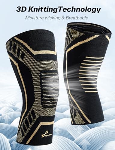 Copper Knee Brace for Men & Women - Knee Compression Sleeve with Side Stabilizers - Knee Support for Running, Hiking, Working, Basketball, Volleyball, Gym, Meniscus Tear, ACL, Arthritis Knee Pain Relief, A Pair (Black-Copper(a pair), X-Large(19"-22")) - Image 5