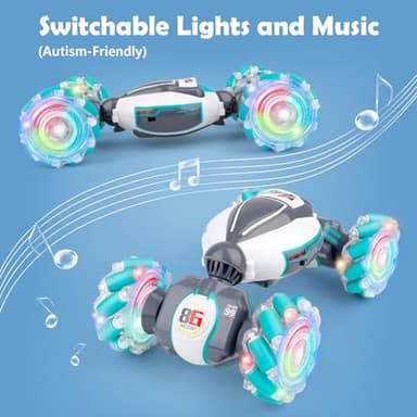 PREPOP Gesture Sensing RC Stunt Car, Birthday for Age 6 7 8-12 13+ Year Old Boys - Cool Toys for Kids, Hand Controlled Remote Control Twist Vehicle with Lights & Music, 4WD Rotating - Image 3