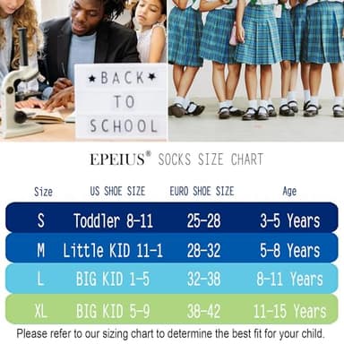 EPEIUS Kids Crew Socks for Boys & Girls Uniform - Seamless Toddler Dress Socks in White, Navy, Black (6 Pack, 1-3T, XS) - Image 6
