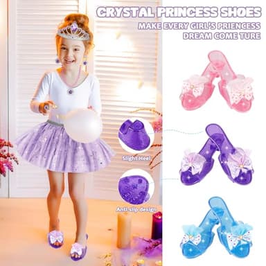 LJZJ Princess Dress Up Toys & Jewelry Boutique, Costumes Set incl Color Skirts, Shoes, Crowns, Accessories, Girls Role Play Gift for 3 4 5 6 Year old Girl Toddler ​B-day Party Favors - Image 4