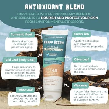 Happy Ocean SPF 45 Biodegradable Reef Safe Sunscreen for Face & Body, Non-Nano Zinc Oxide, Natural Fragrance Free Non Toxic Organic Mineral Sunscreen, Travel Size Reef Friendly Mineral Based 2.5 Fl Oz - Image 8