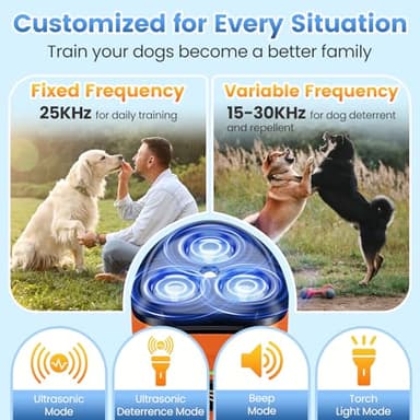 Cbersmg Dog Bark Deterrent Device 3X Anti Barking Device for Dogs, 5 Modes Stop Neighbors Dog Barks No More Safe for All Dogs 50FT Bark Control Indoor Outdoor with Flashlight,Dog Training Device - Image 5