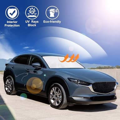 Windshield Sun Shade Compatible with Mazda CX-30 2019-2024 2025 2026 CX30 Accessories Foldable Sun Visor Protector Sunshade Blocks Rays & Heat - Image 2