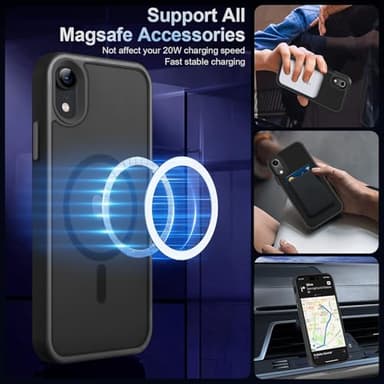 MOCCA Strong Magnetic for iPhone XR Phone Case, [Compatible with Magsafe][Mil-Grade Drop Protection] Slim Thin Translucent Matte Protective Cover Case for iPhone XR Case 6.1'', Black - Image 2