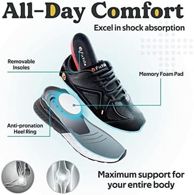 FitVille Extra Wide Walking Shoes for Men Wide Width Sneakers for Flat Feet Heel Pain Relief - Rebound Core - Image 5