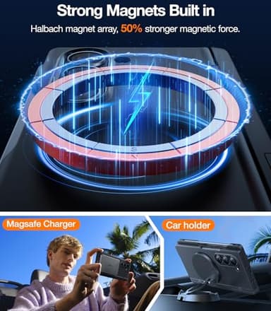 TORRAS Magnetic Armor Stand Samsung Galaxy Z Fold 6 Case with Screen Protector, [MIL-Grade Hinge Protection] [Compatible with MagSafe] [Invisible Kickstand], Hard Slim for Z Fold 6 Case, Black - Image 2