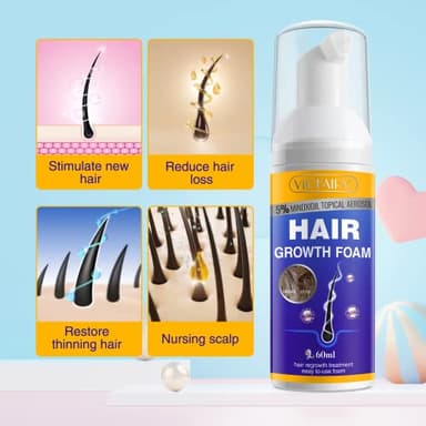 5% Minoxidil Foam for Hair Growth and Thickening - Biotin & Minoxidil Treatment to Stop Thinning & Hair Loss for Men & Women, 2oz - Image 8